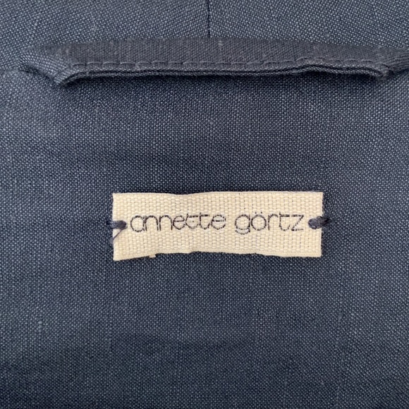 Annette Görtz • Linen Blend Long Sleeve Tab Jacket in Gray Blue Mare Size 34 / 4 - Picture 4 of 14